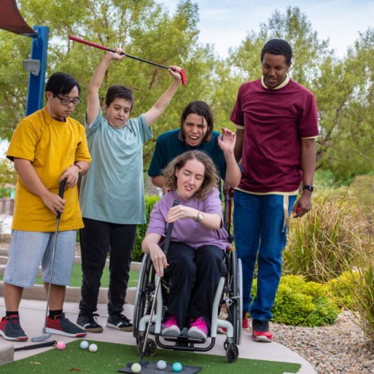 A group of participants at mini-golf day